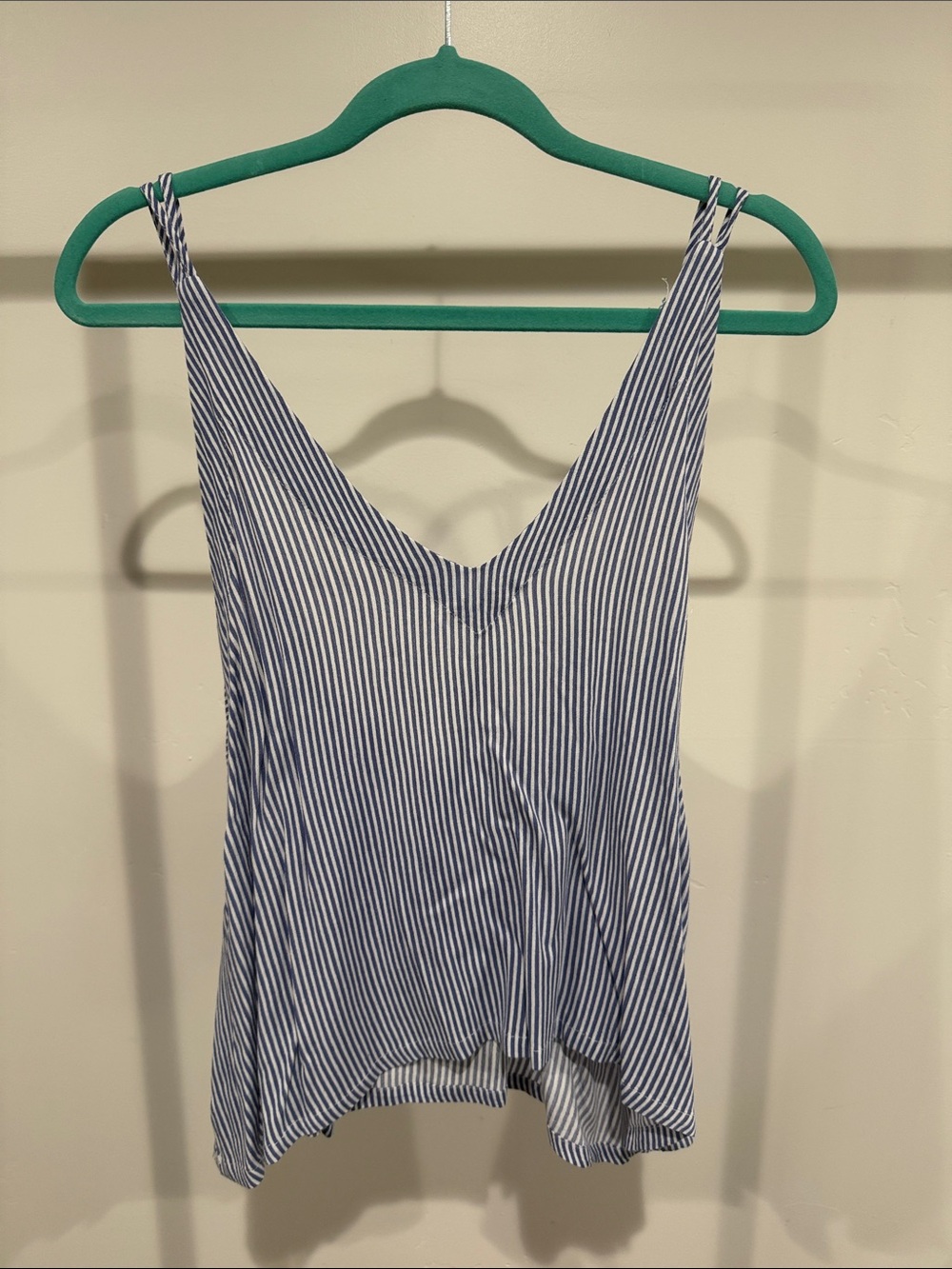 Lulu's Blue and White Striped Tie-Shoulder Tank